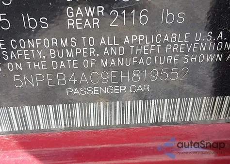 2014 Hyundai Sonata Gls from USA, damaged, VIN 5NPEB4AC9EH819552